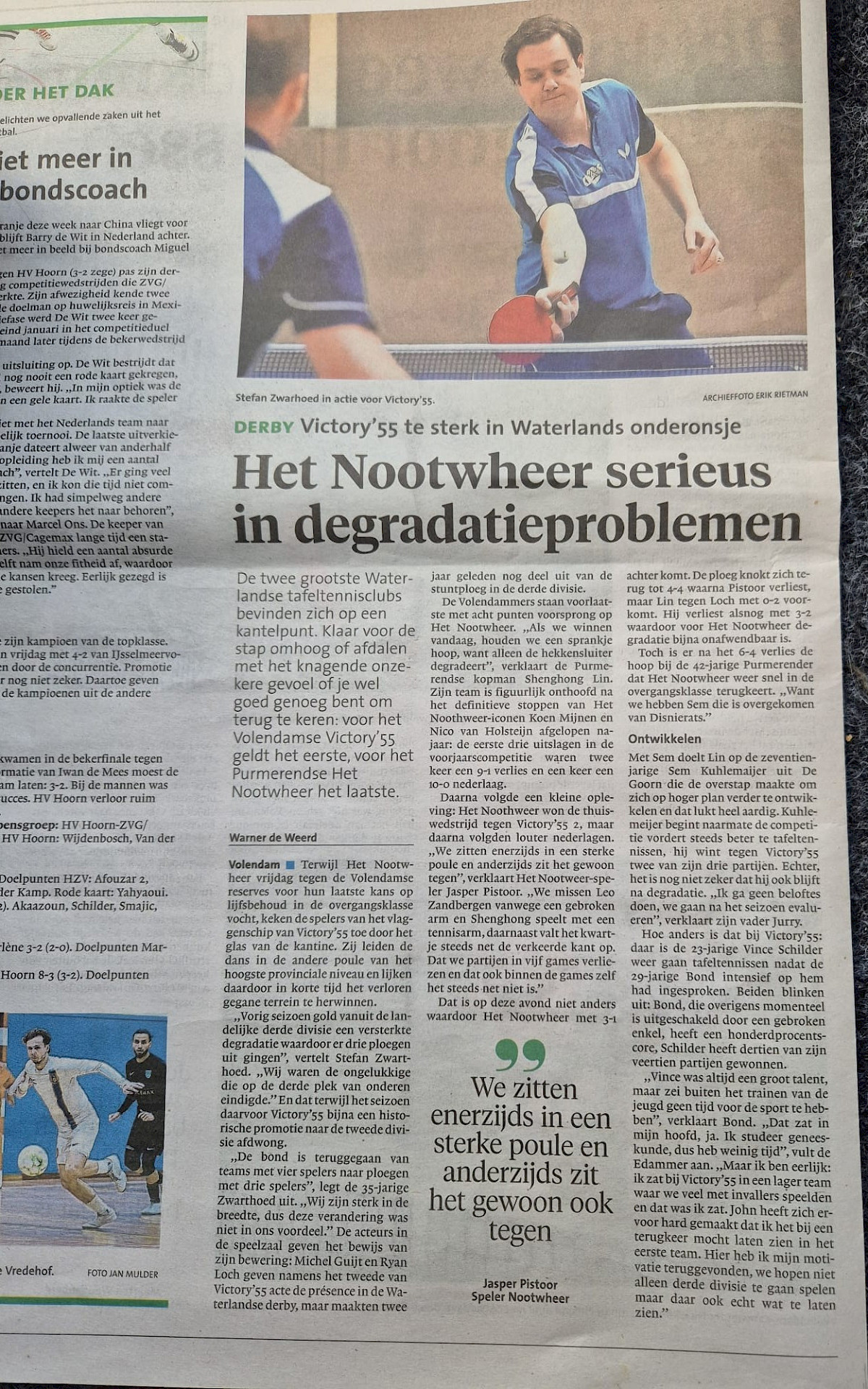 Victory '55 in het Noordhollands Dagblad